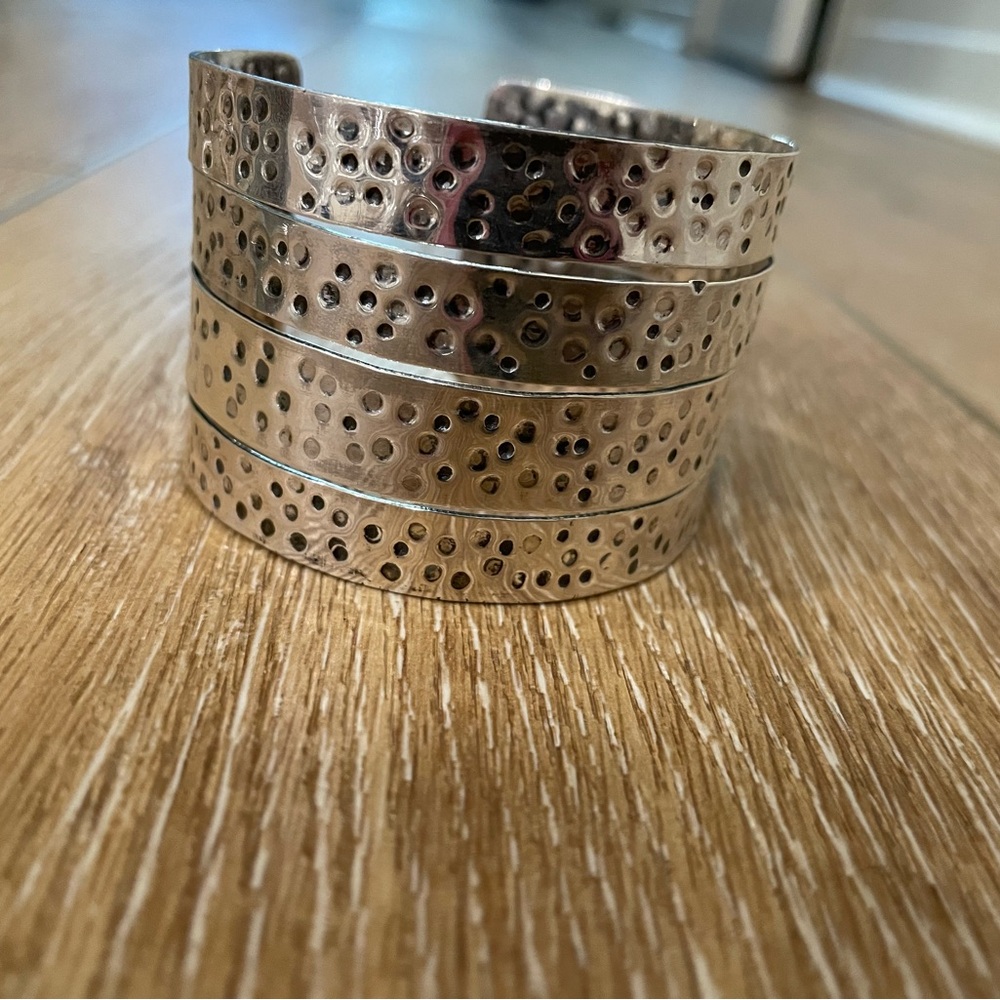 Sterling silver cuff bracelet hammered silver